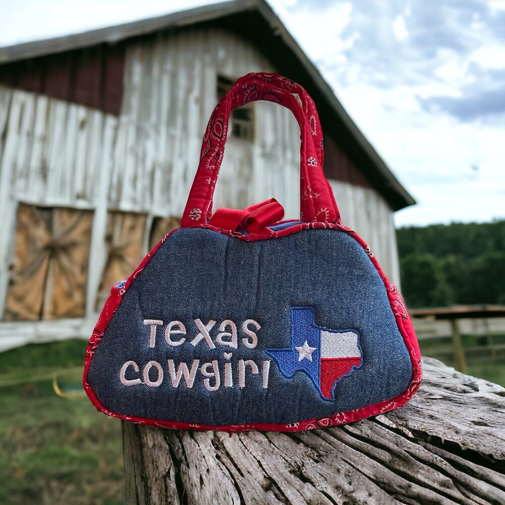 Texas Cowgirl Tiny Bag Ribbon Closing Girl Bag Picture Prop Bandana